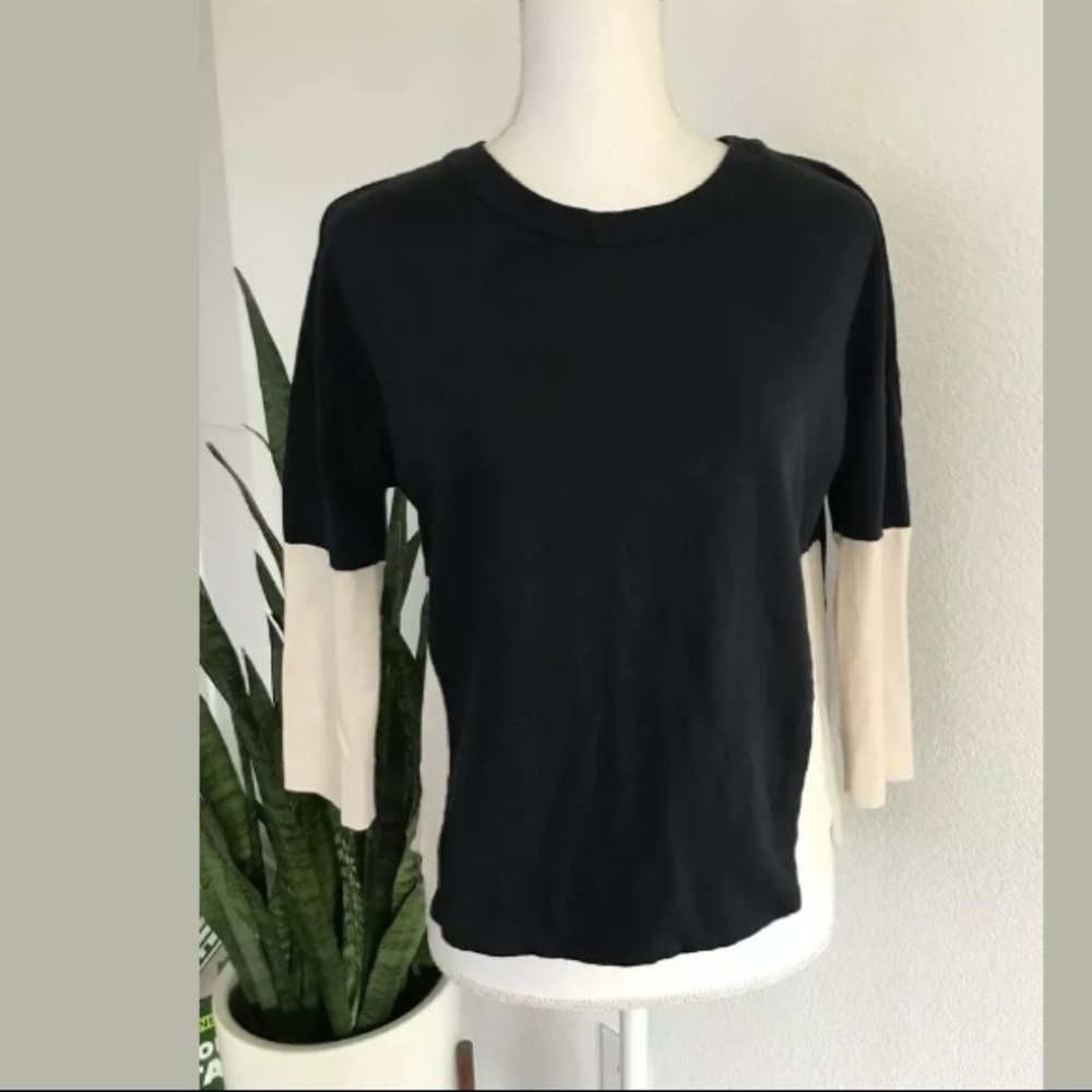 Madewell Navy Beige Colorblock Top Size XS